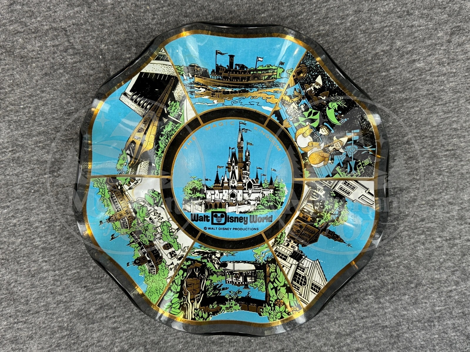Vintage Walt Disney World Magic Kingdom Glass Souvenir Dish